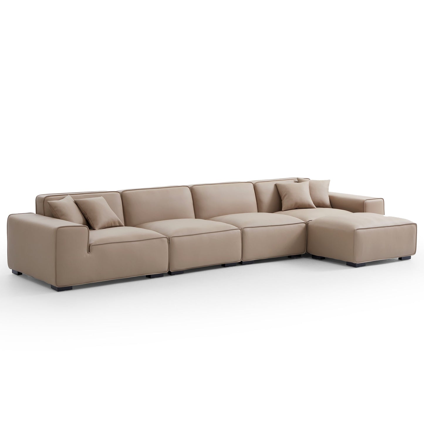 Genuine leather upholstery sofa with ottoman