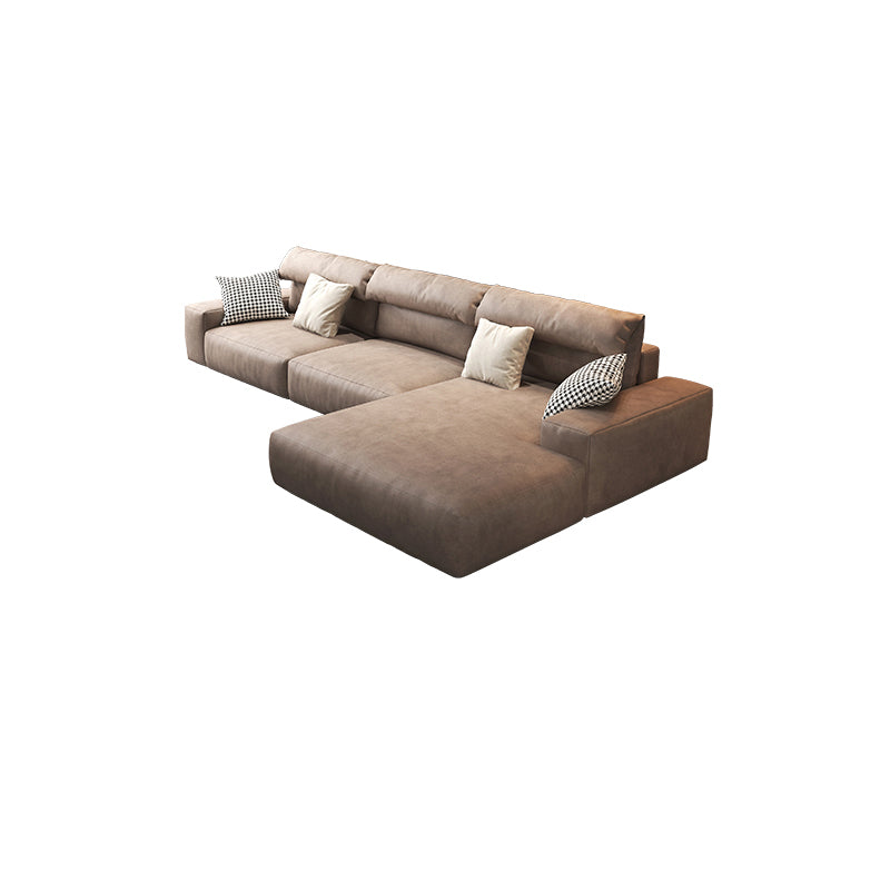 Hi-tech fabric brown chaise l shape sectional sofa