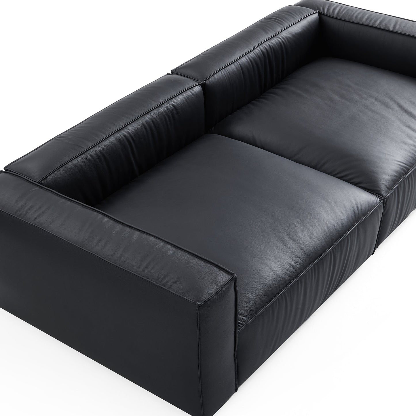 Genuine leather sectional left and right chaise sofa bed