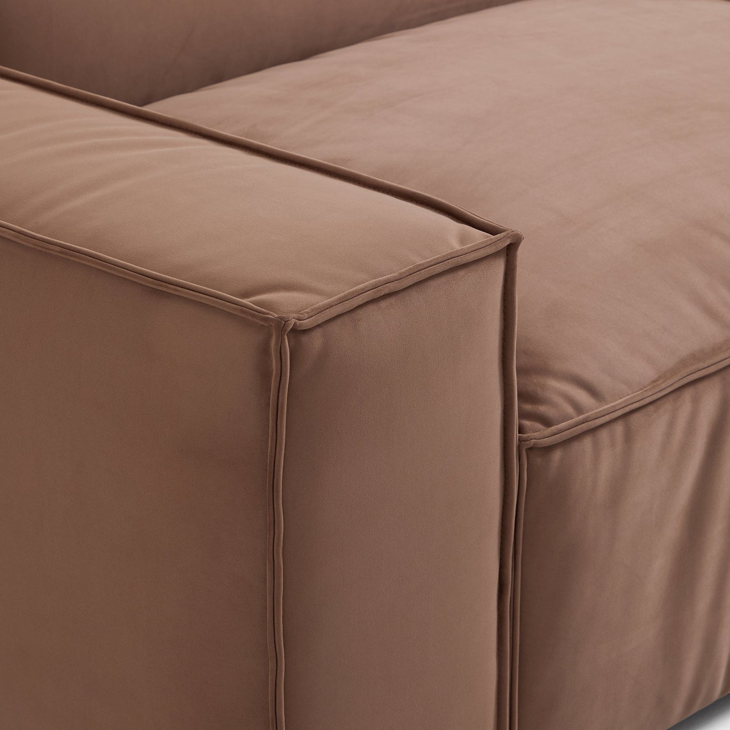 Brown Fabric Modern U-Shaped Sofa Bed Wooden Frame Sofa