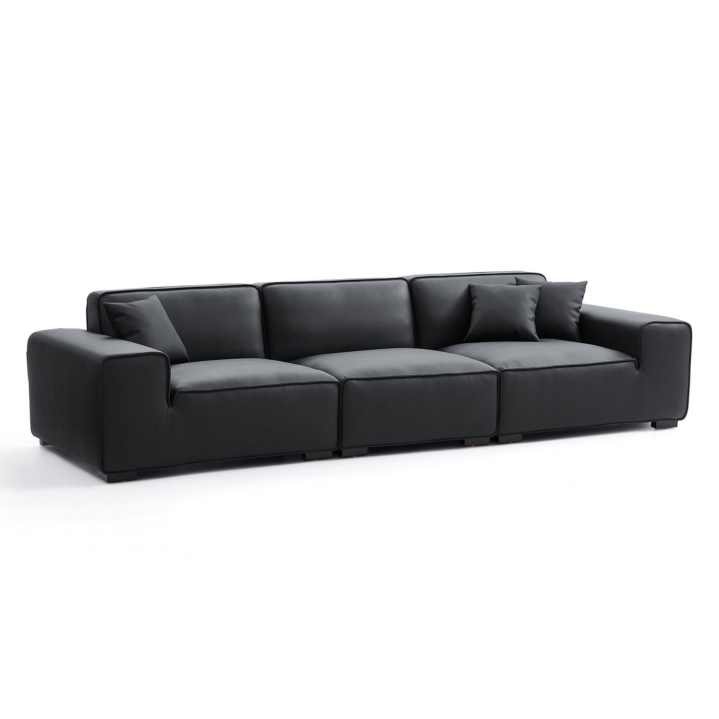 Modern style black genuine leather modular sofa