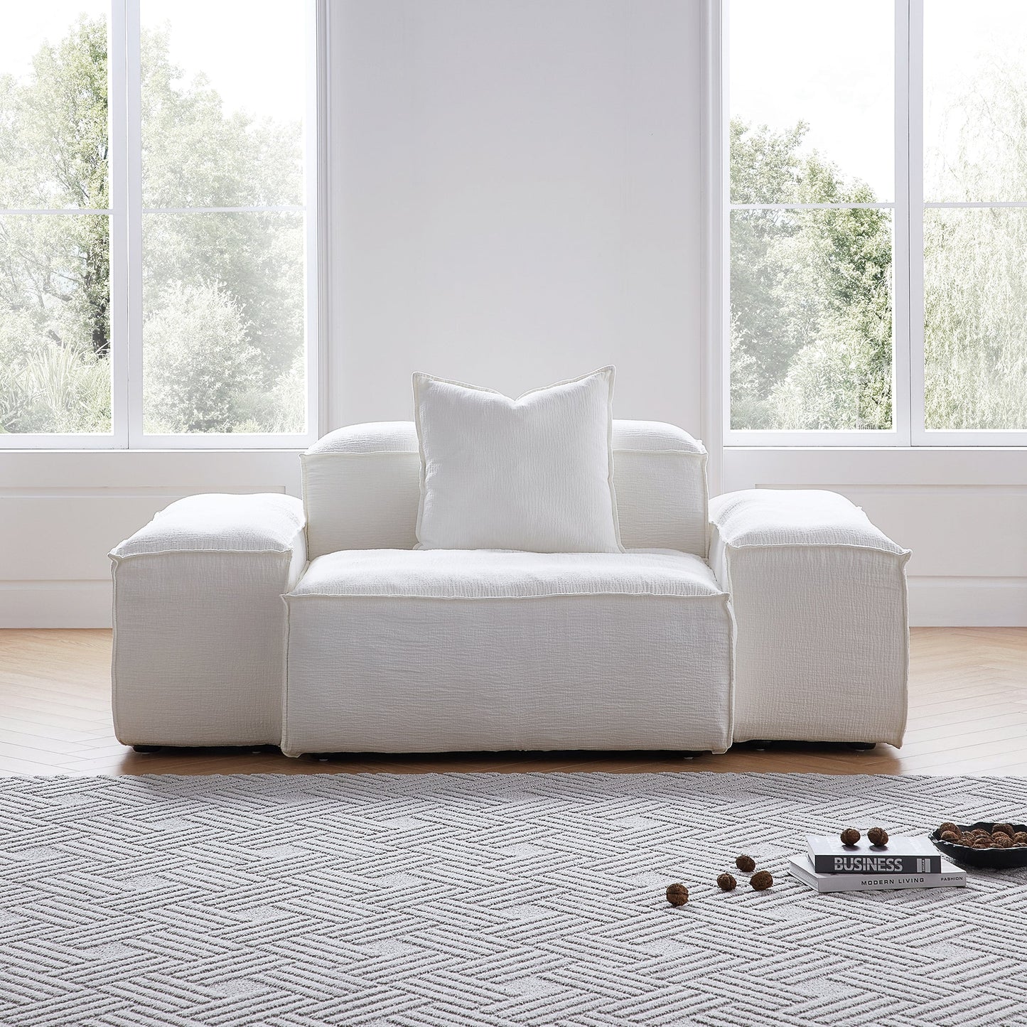 Natural Linen Removable Cover Armchair