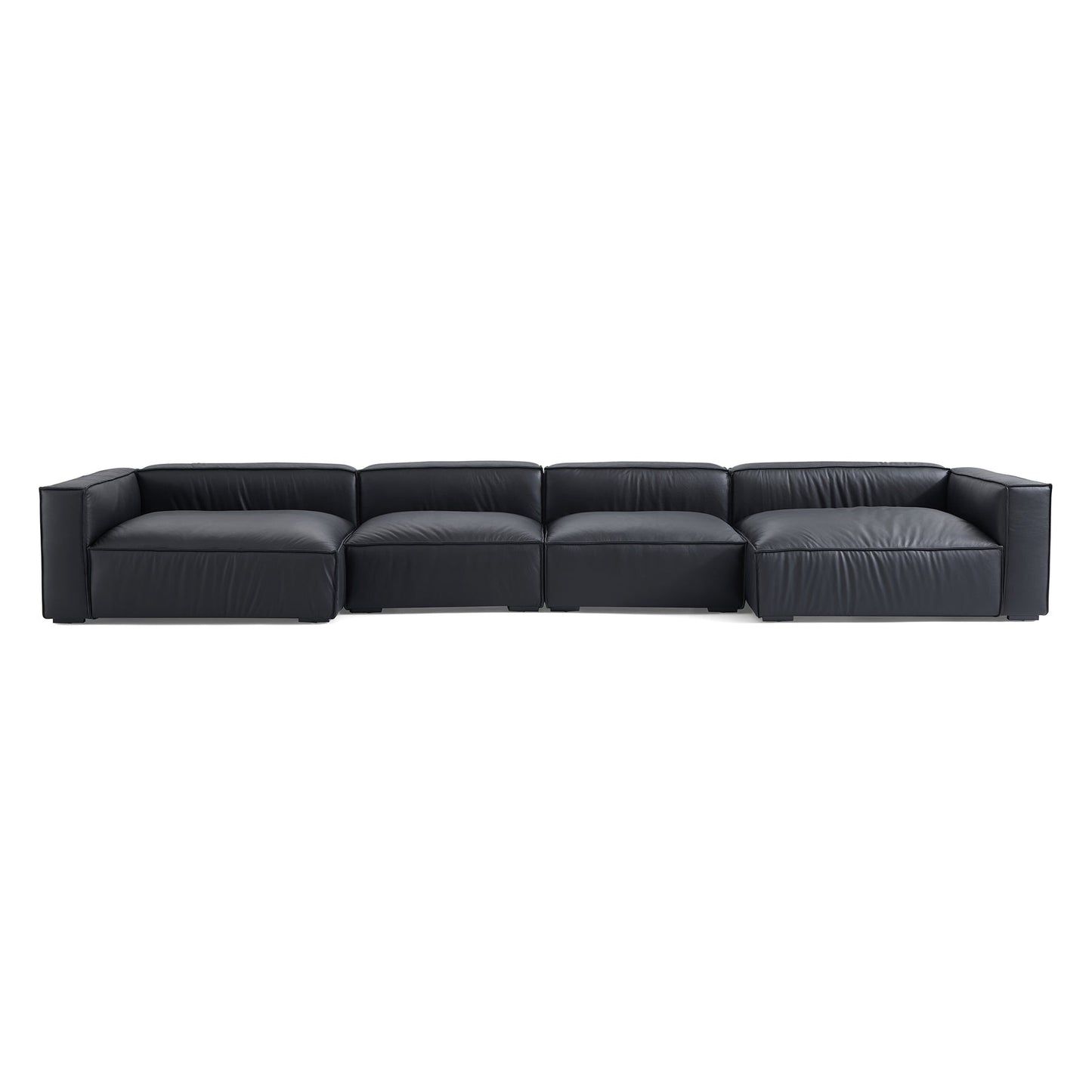 Modern furniture black genuine leather u shape sectional sofa