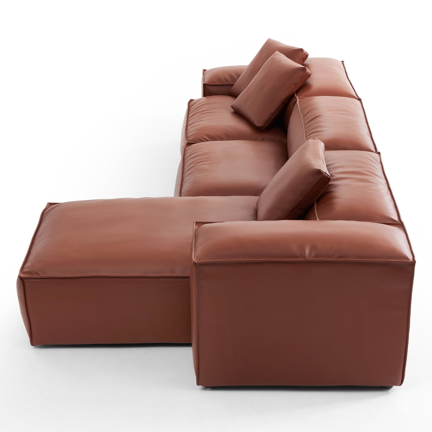 Brown Genuine Leather L Shape Sectional Sofa