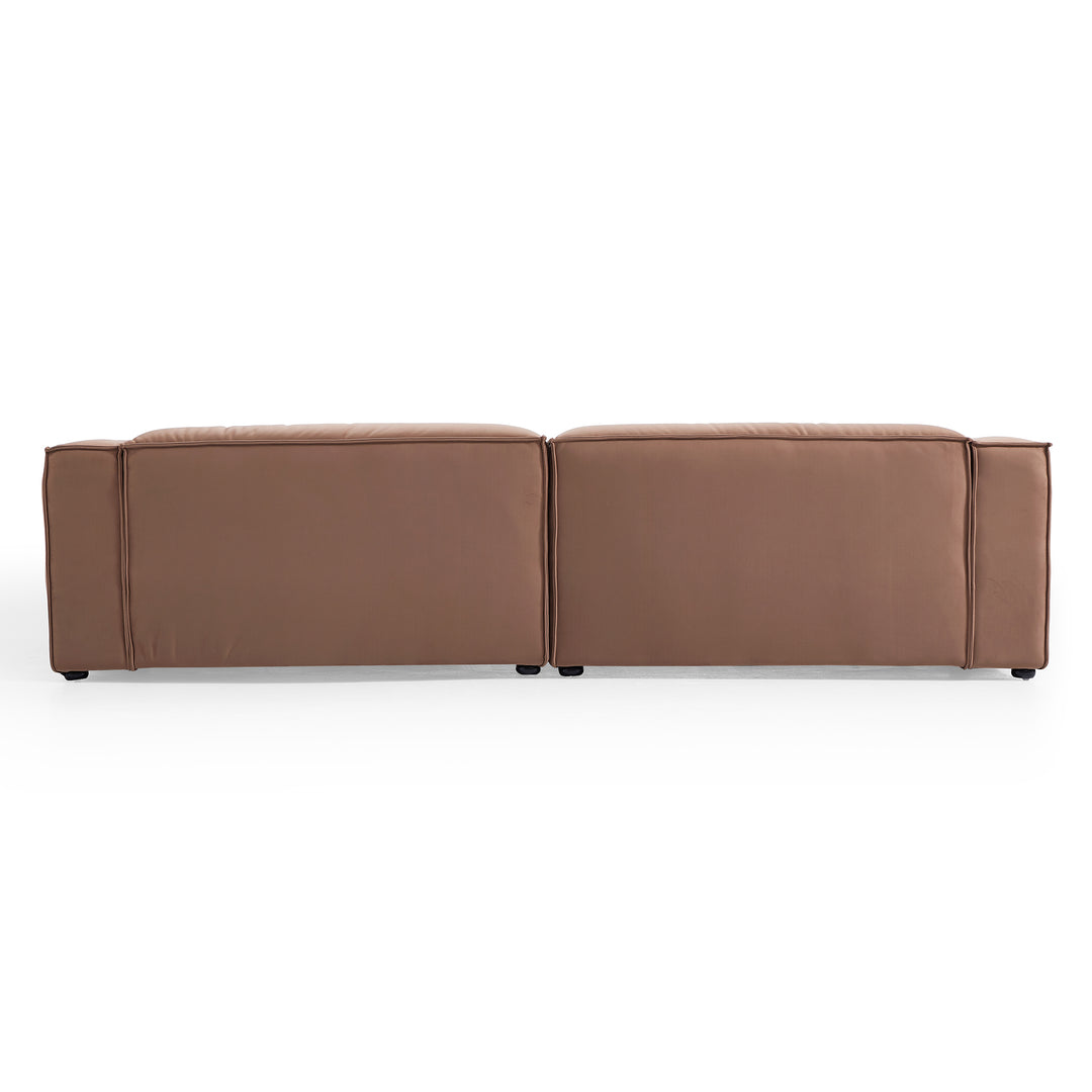 Wooden Frame Matt Fabric 4-Seater Double Chaise Sofa Bed