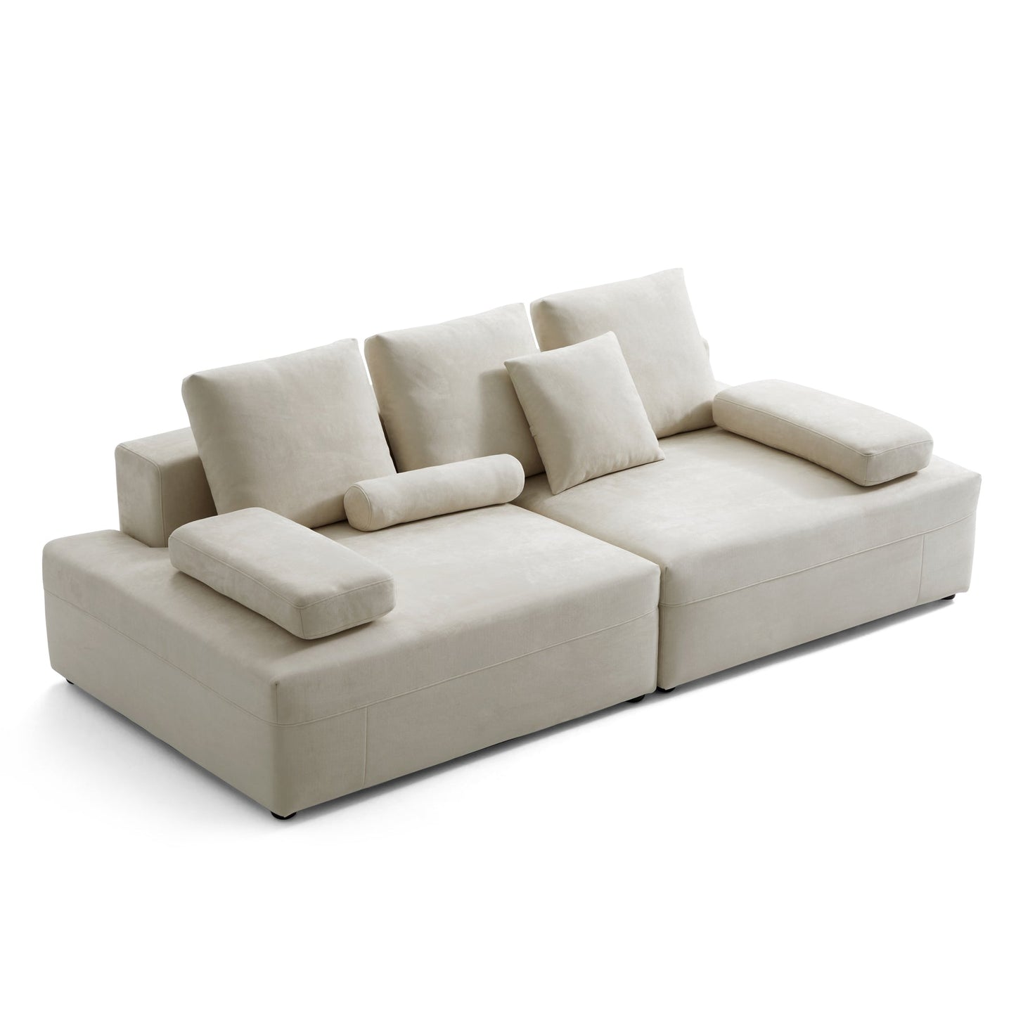 Apartment cloud beige matte fabric couch modular sofa