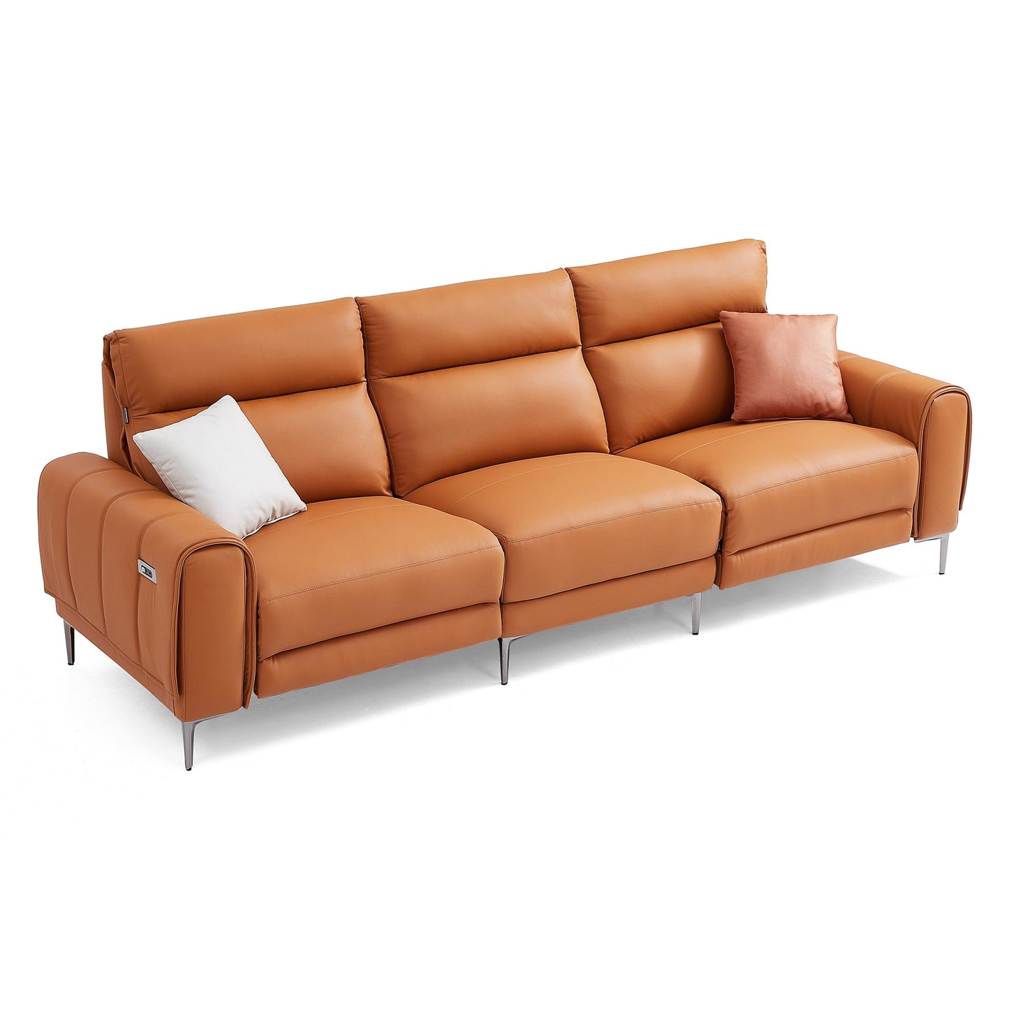 Top grain genuine leather electric recliner USB charging leather sofa