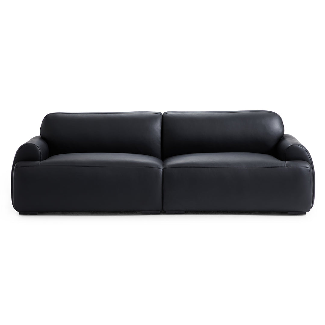 Home furniture office black genuine leather 4 seater sofa
