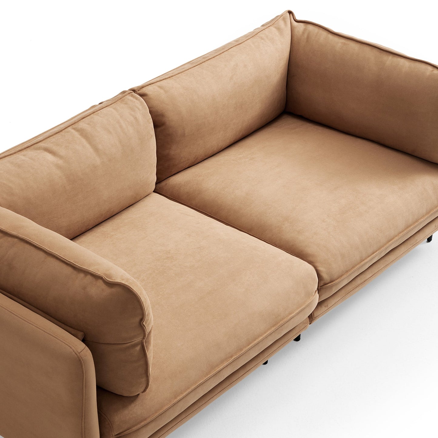 Apartment camel matte fabric 2 seater loveseat sofa