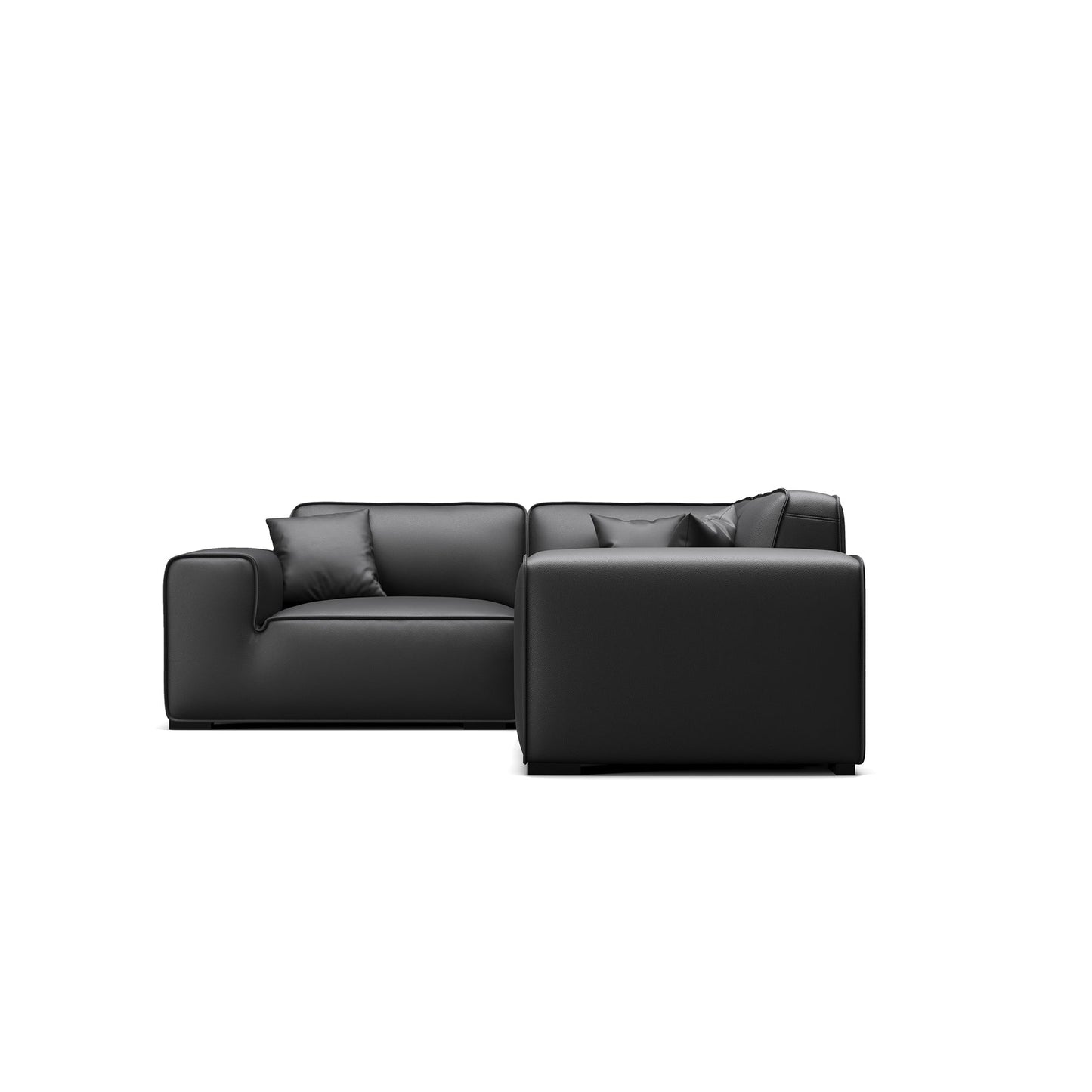 Modern style low arm modular black genuine leather corner sofa