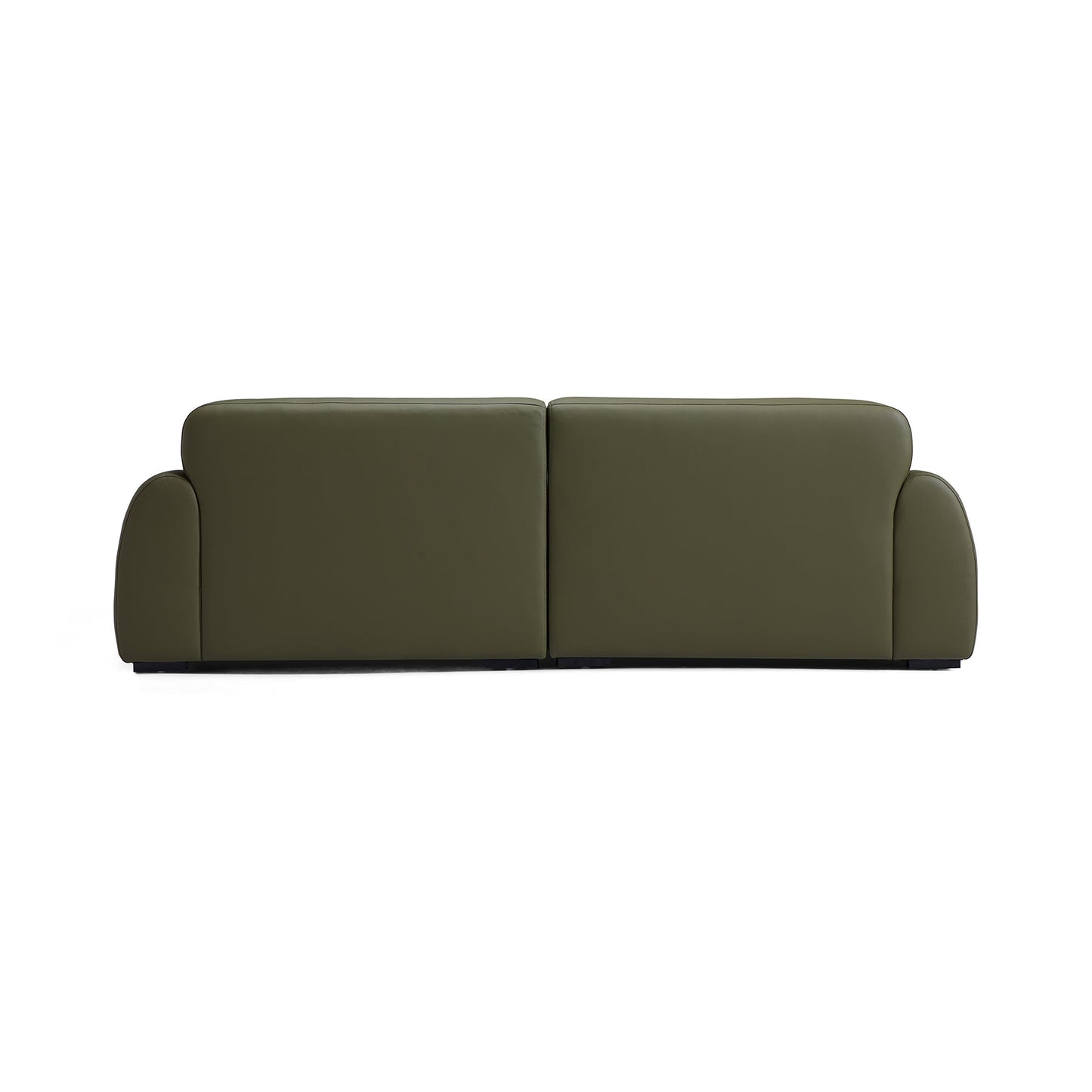 Middle back sponge filled sofa genuine leather cover modular 4 seater sofa olive