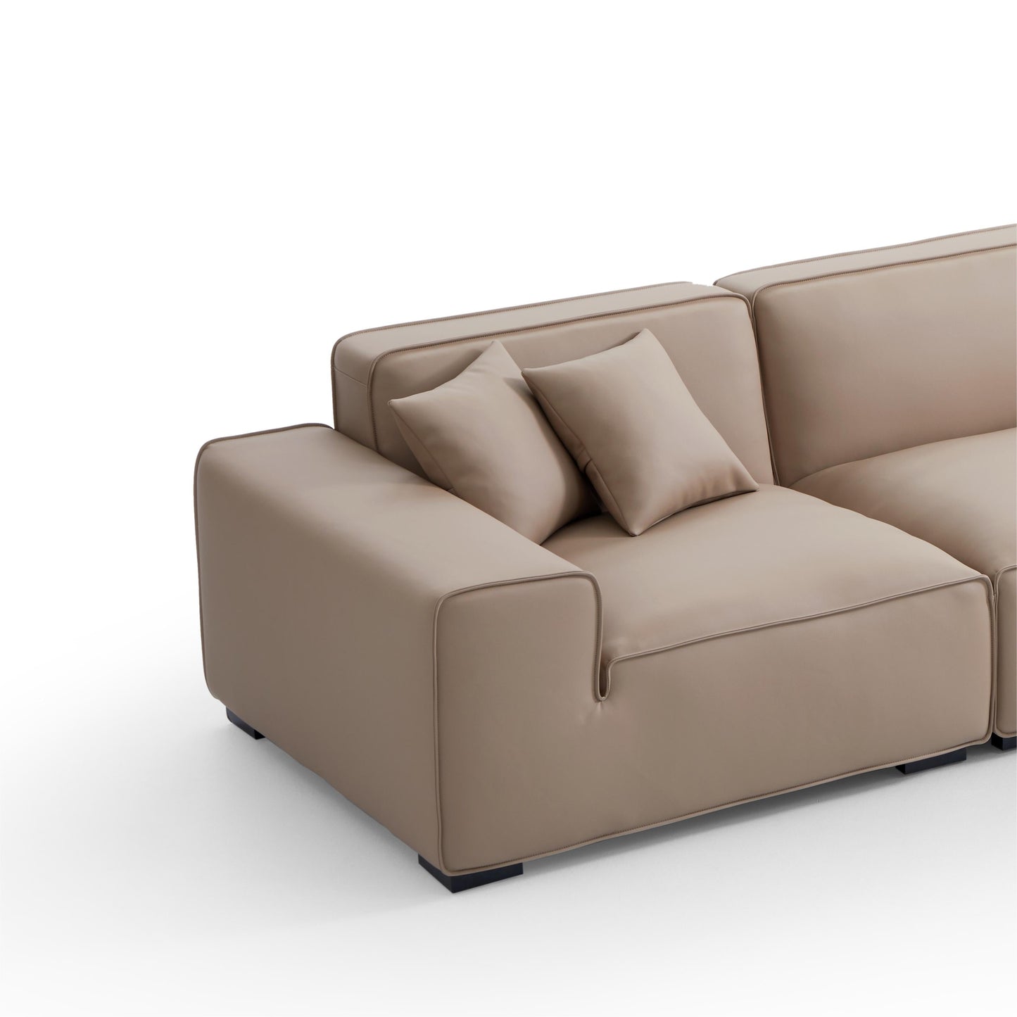 Genuine leather upholstery sofa with ottoman