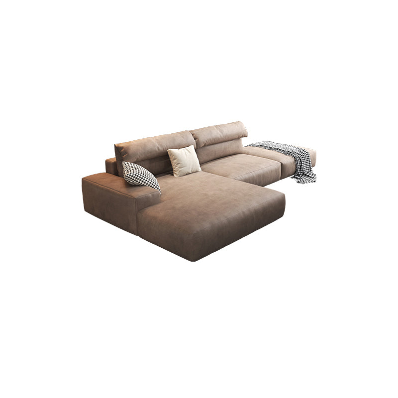 Hi-tech fabric brown chaise l shape sectional sofa