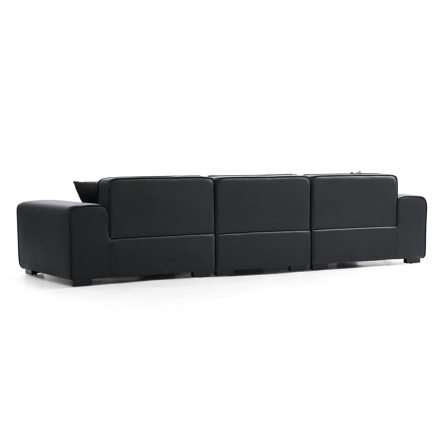 Modern style black genuine leather modular sofa
