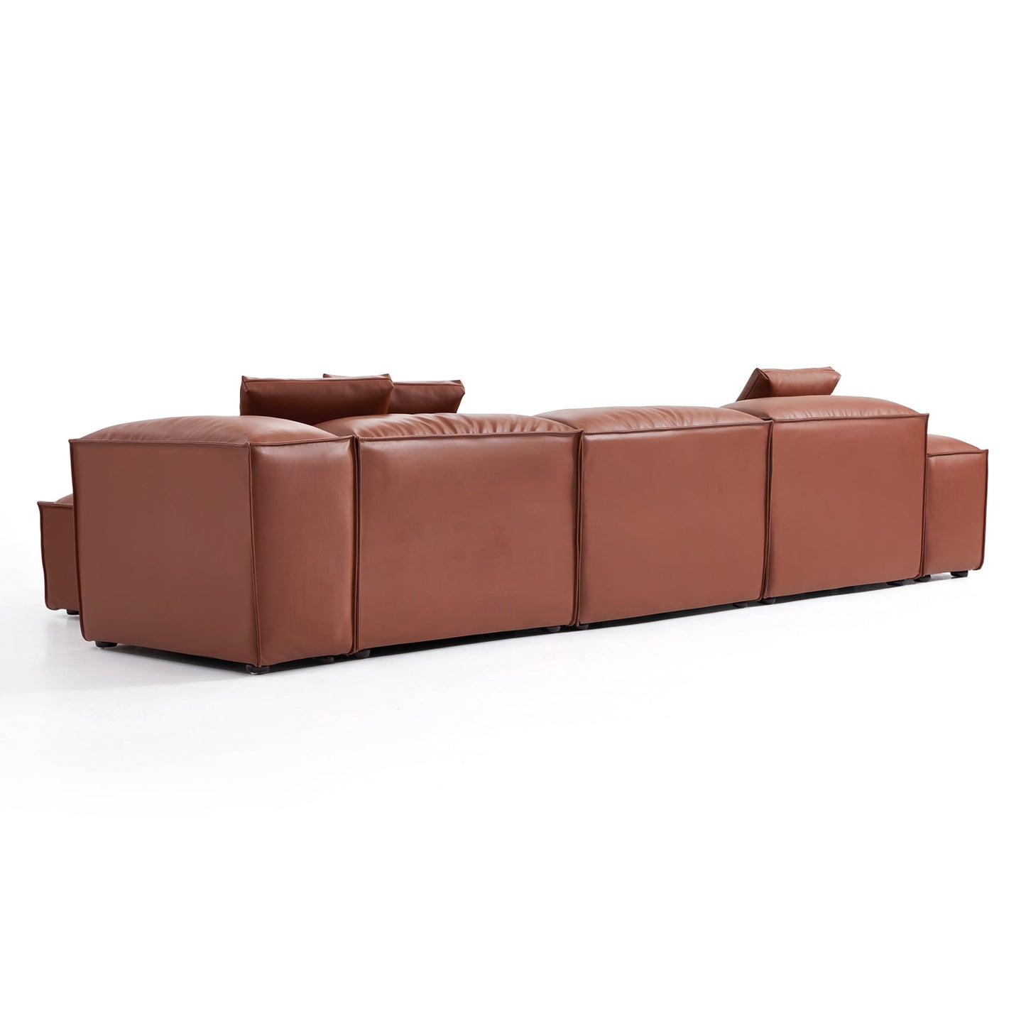 Brown Genuine Leather L Shape Sectional Sofa