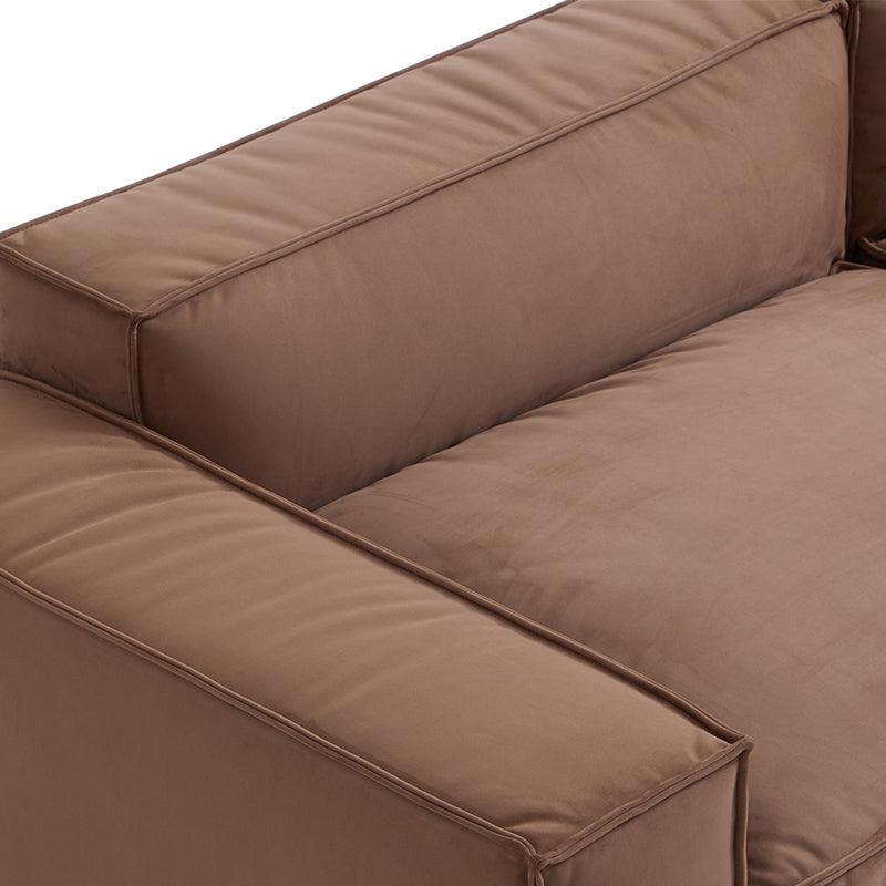 Wooden Frame Matt Fabric 4-Seater Double Chaise Sofa Bed