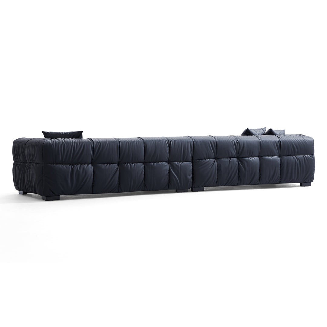 Comfortable puff black hi tech fabric sofa and ottoman