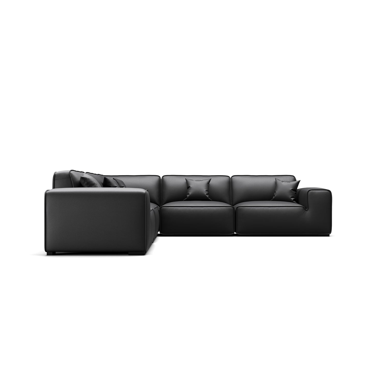 Modern style low arm modular black genuine leather corner sofa