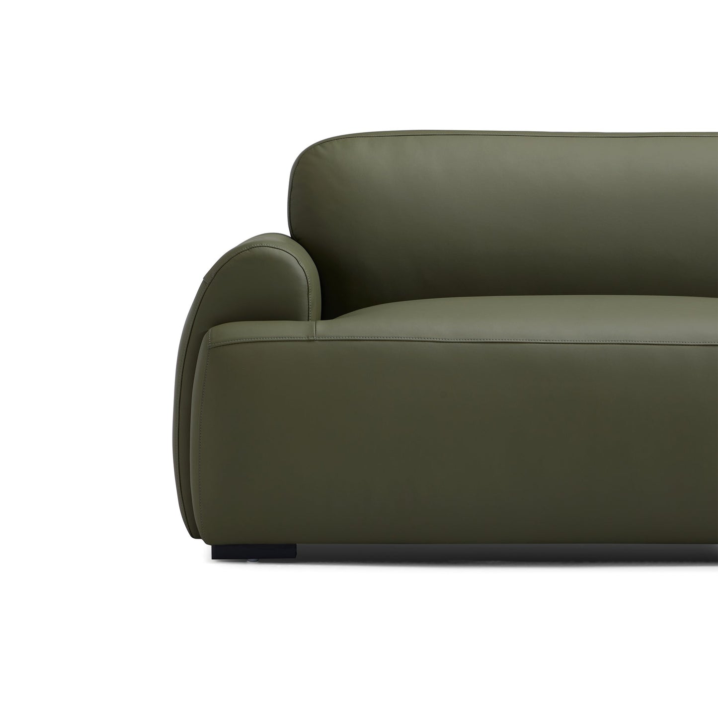 Middle back sponge filled sofa genuine leather cover modular 4 seater sofa olive