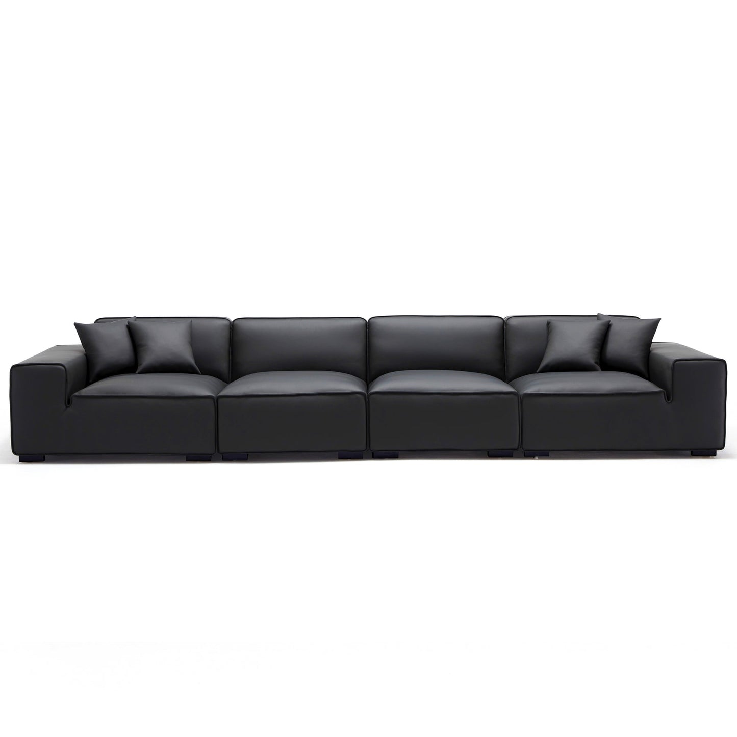 Modern style black genuine leather modular sofa