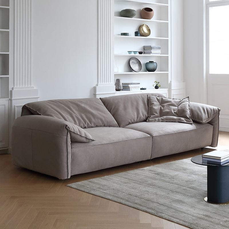 Italian style modern living room i shape grey matte fabric modular sofa