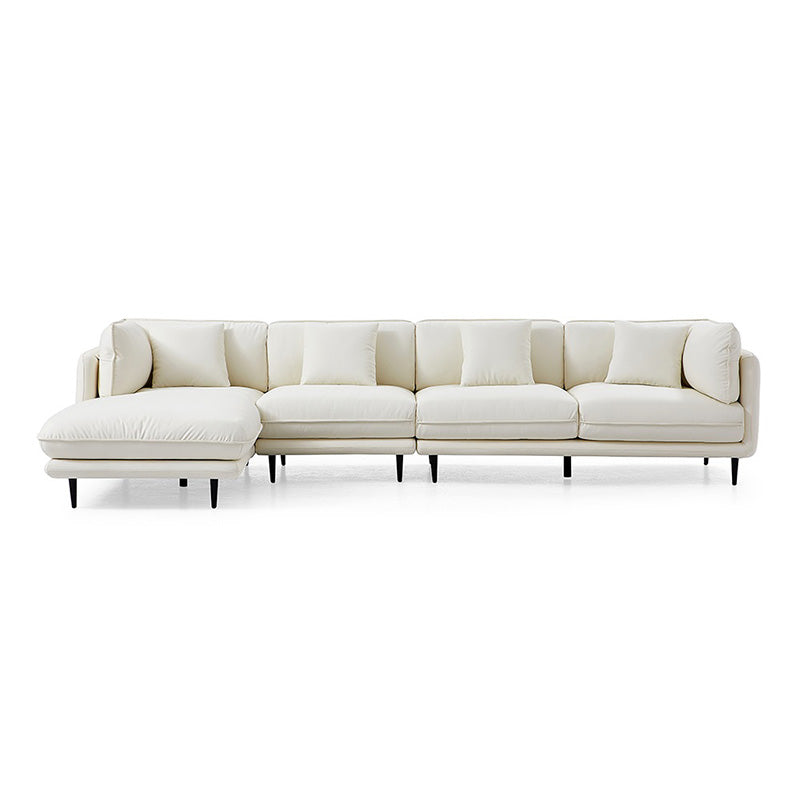 Modern style silicone leather modular L shape sectional sleeper sofa with chaise