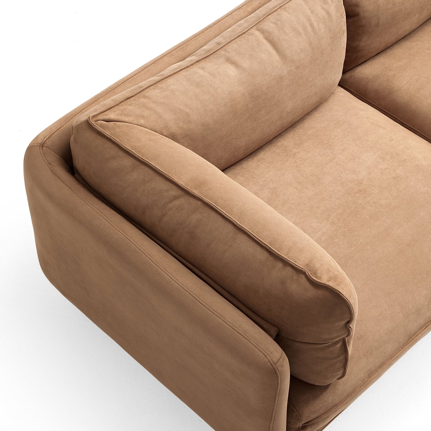 Apartment camel matte fabric 2 seater loveseat sofa