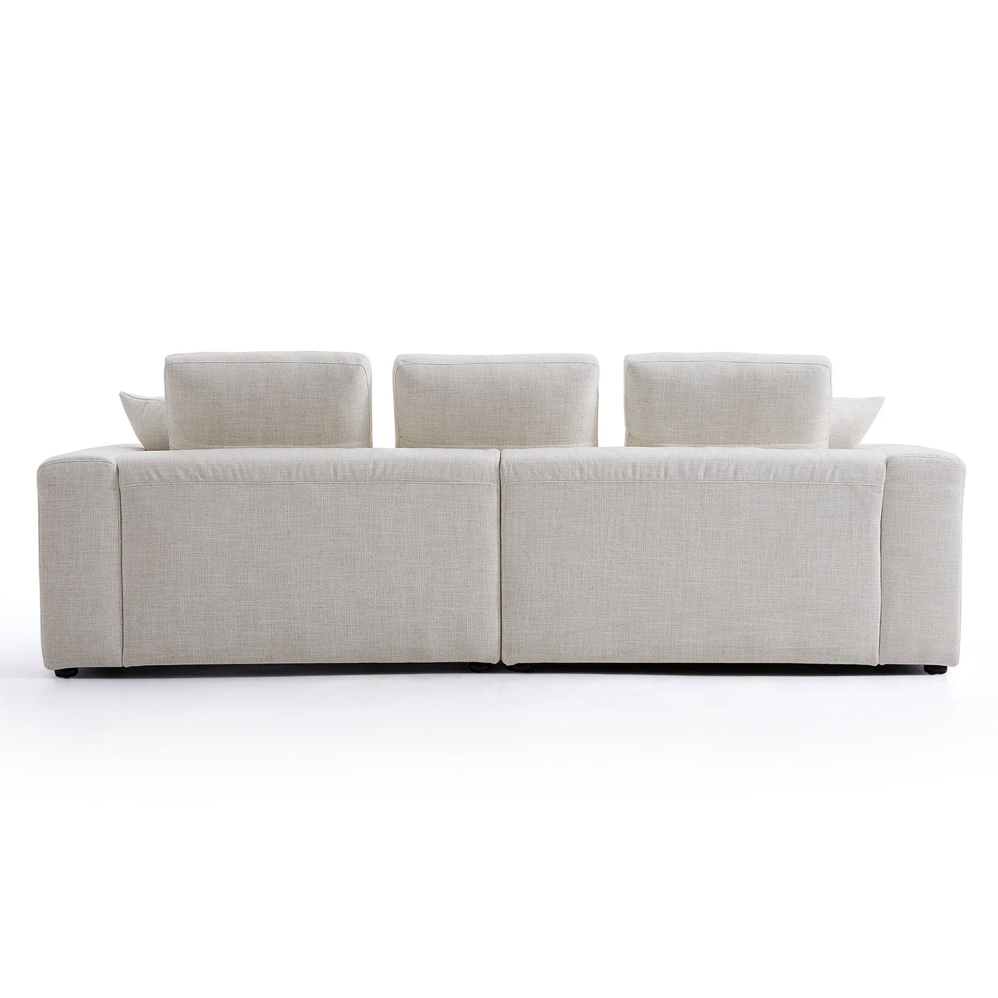4-Seater White Linen Upholstery Modular Sofa