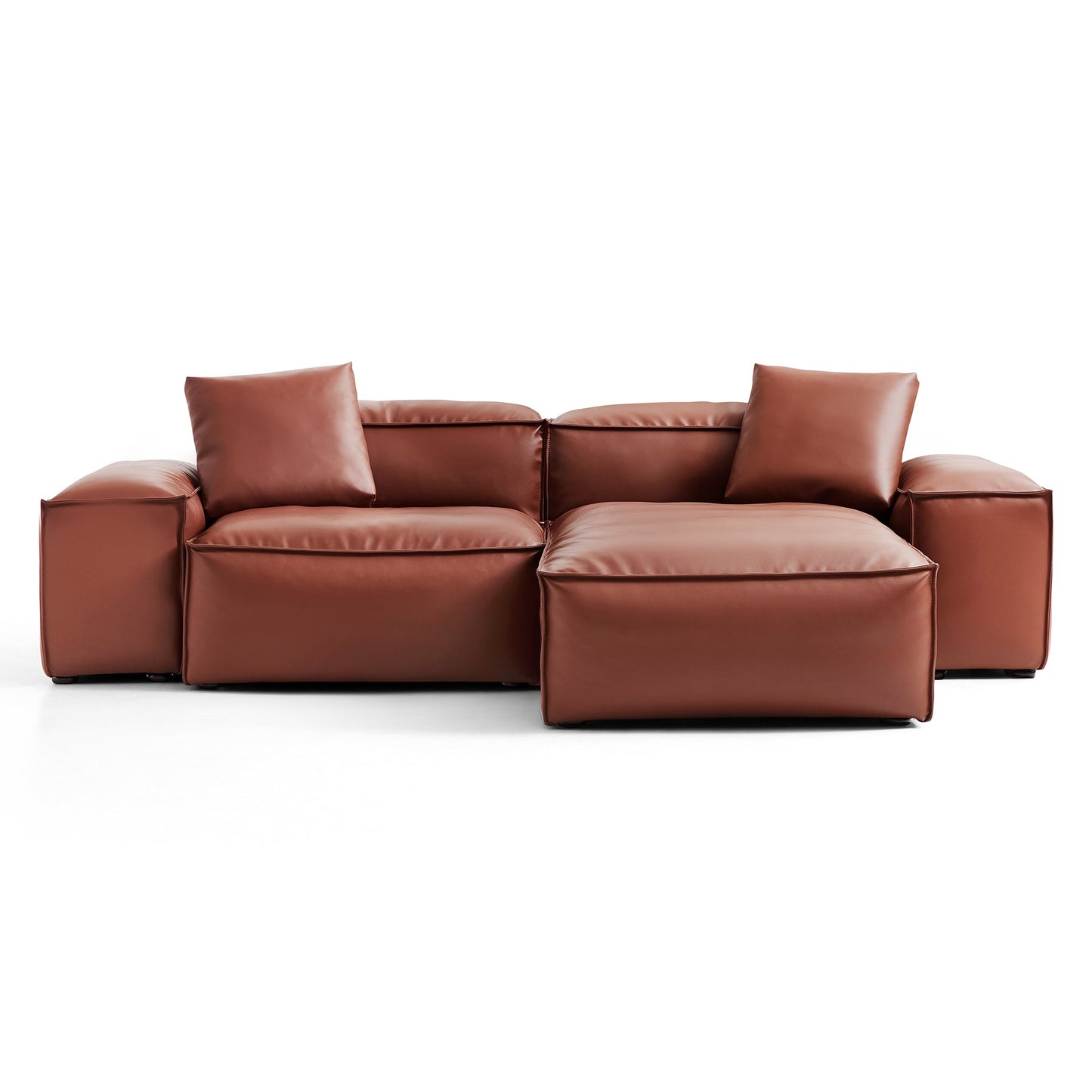 Brown Genuine Leather L Shape Sectional Sofa