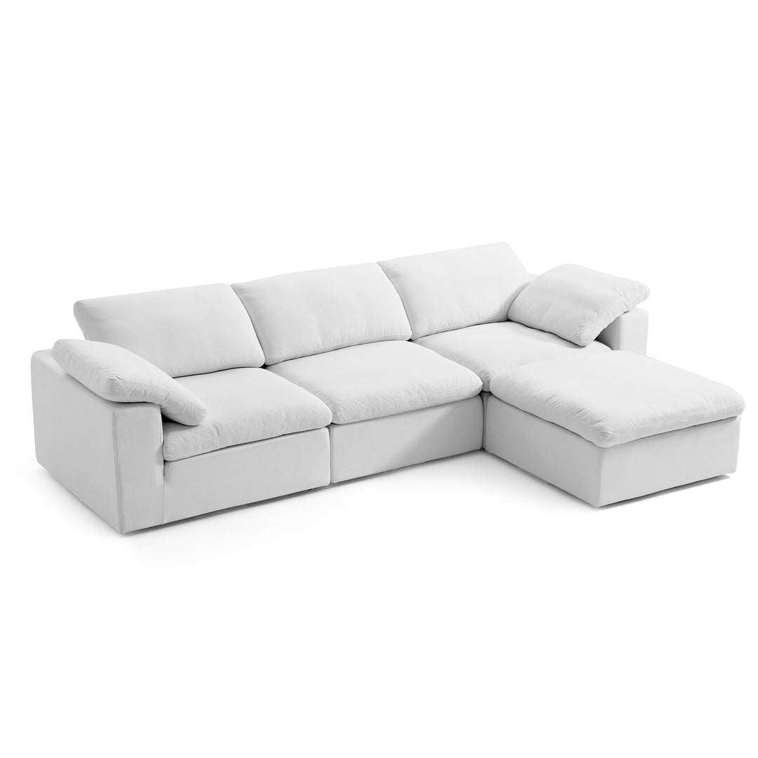 Fabric Upholstered Living Room ModularSofa with Ottoman