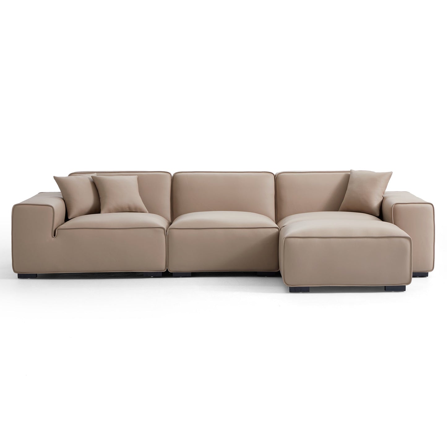 Genuine leather upholstery sofa with ottoman