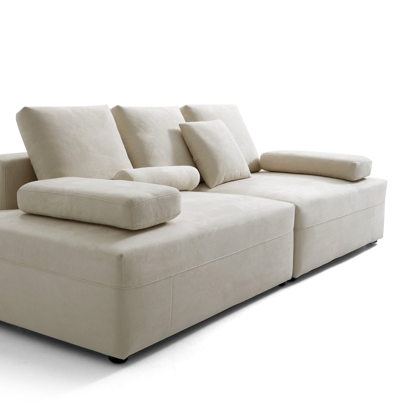 Apartment cloud beige matte fabric couch modular sofa