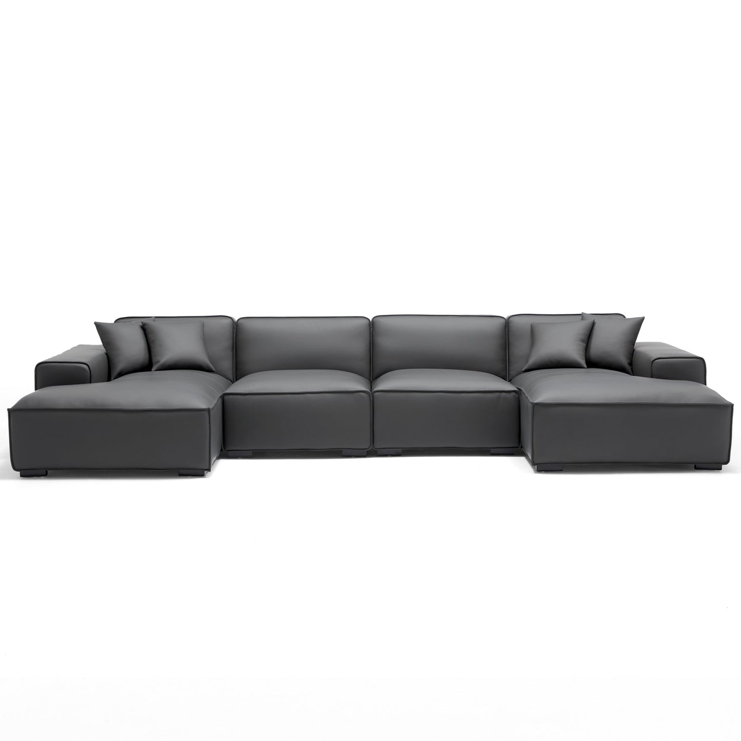 Comfortable down filled genuine leather cover u shape sofa