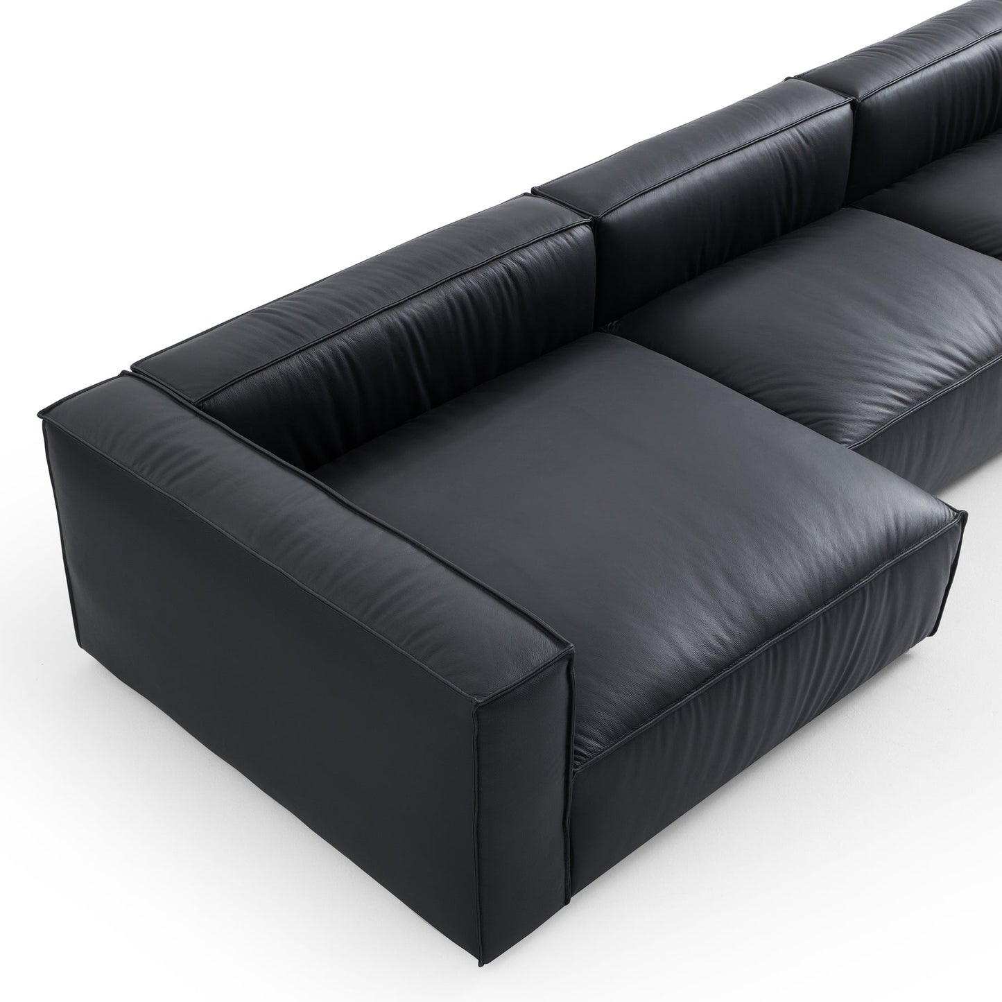 Modern furniture black genuine leather u shape sectional sofa