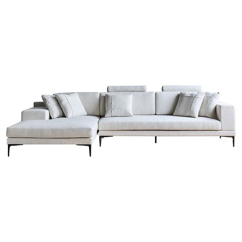Beige fabric modular L shaped 3 seater sectional sofa