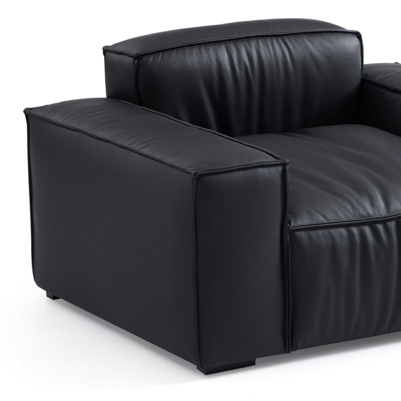 Black leather single sofa leisure chair for living room