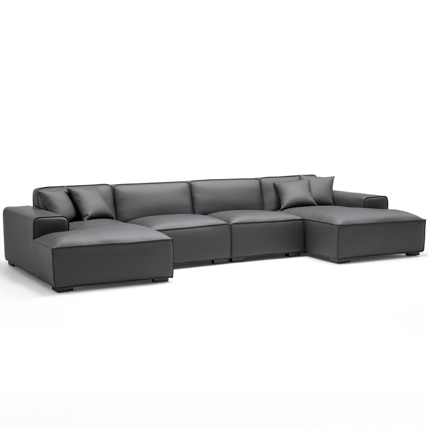 Comfortable down filled genuine leather cover u shape sofa