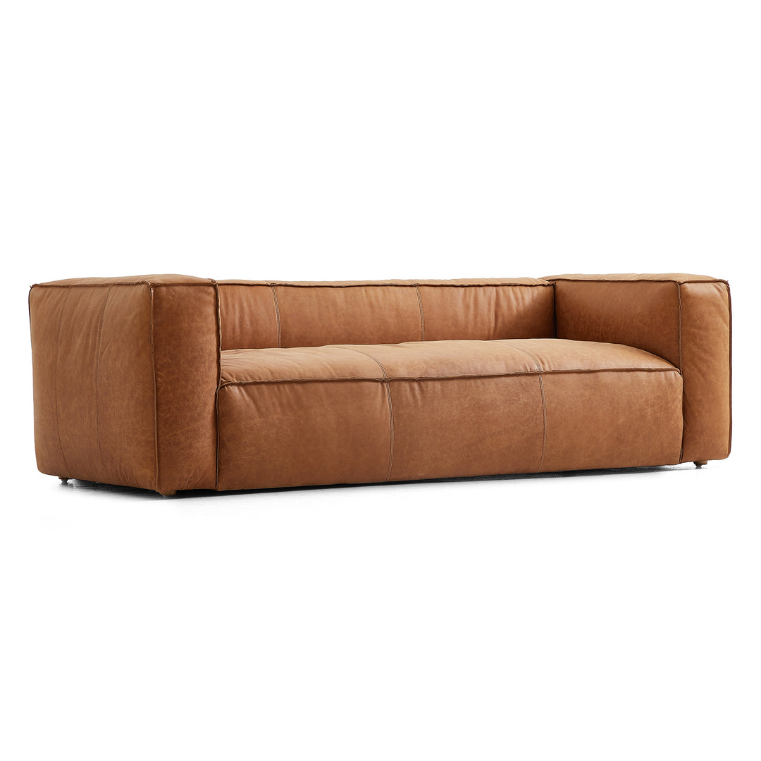 Modern brown top grain leather 3-Seater upholstery sofa