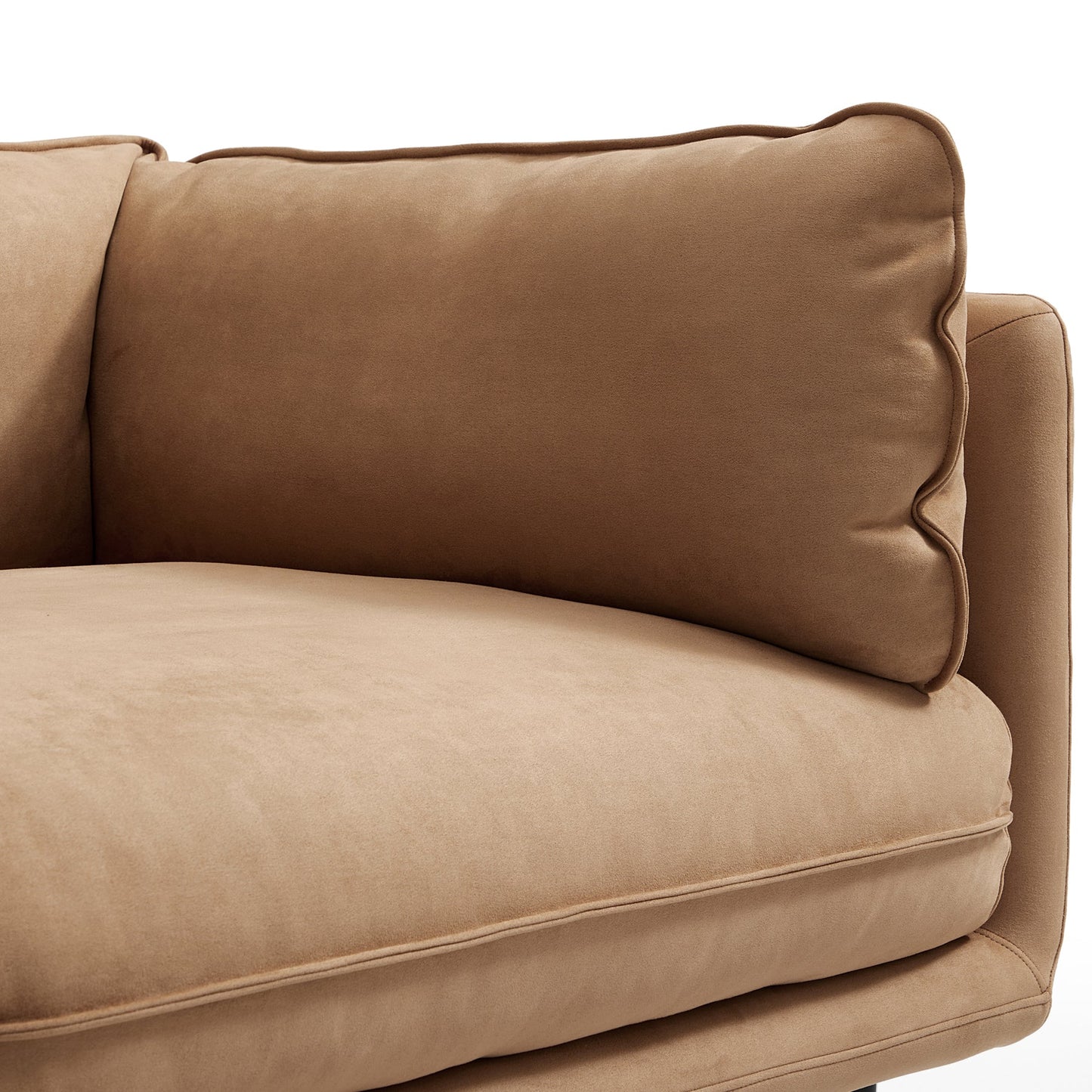 Apartment camel matte fabric 2 seater loveseat sofa