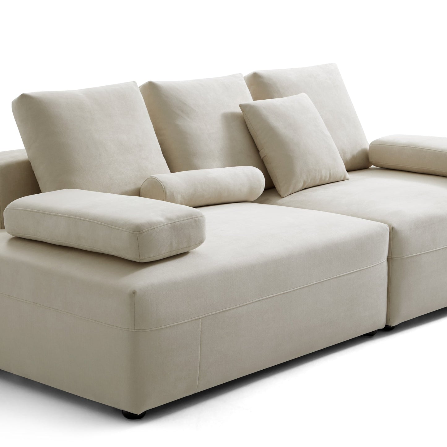 Apartment cloud beige matte fabric couch modular sofa