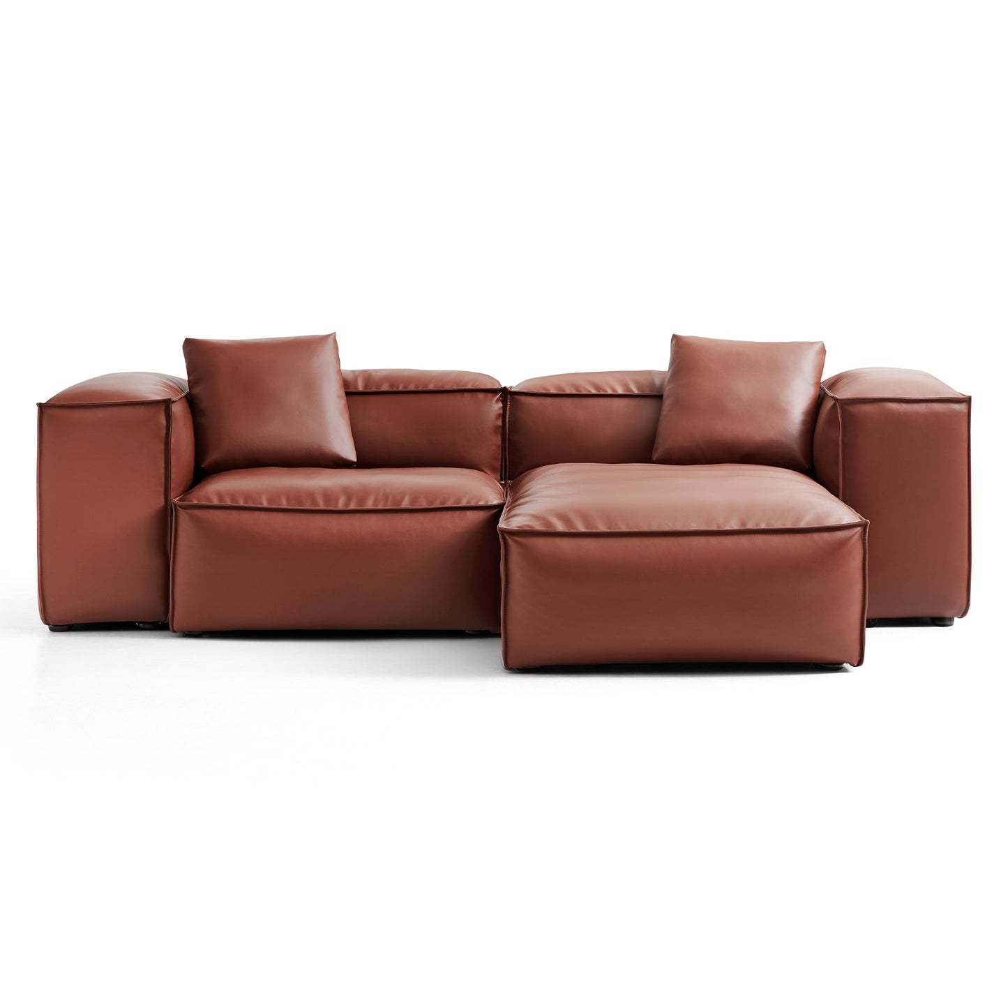 Brown Genuine Leather L Shape Sectional Sofa