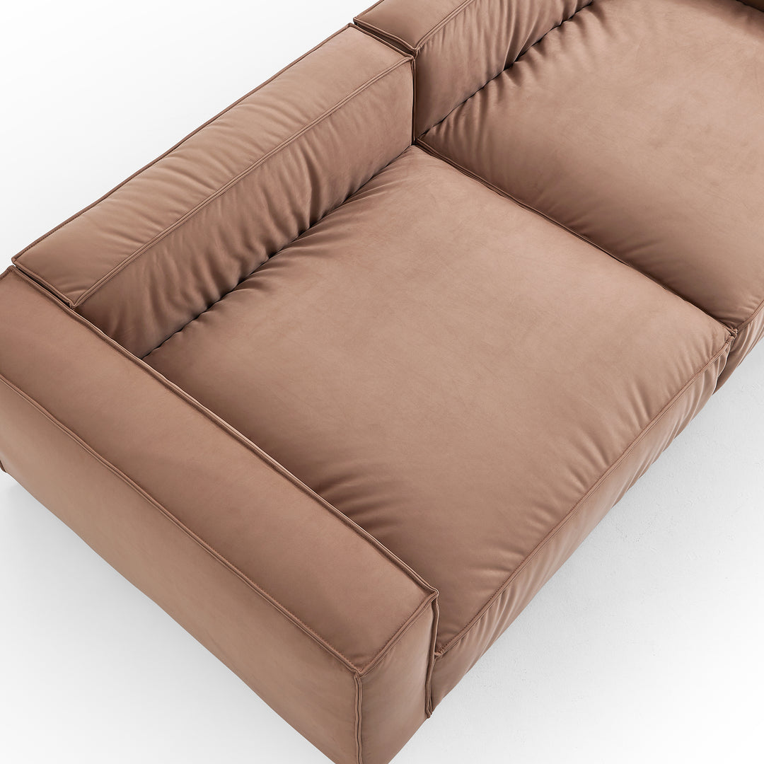 Wooden Frame Matt Fabric 4-Seater Double Chaise Sofa Bed