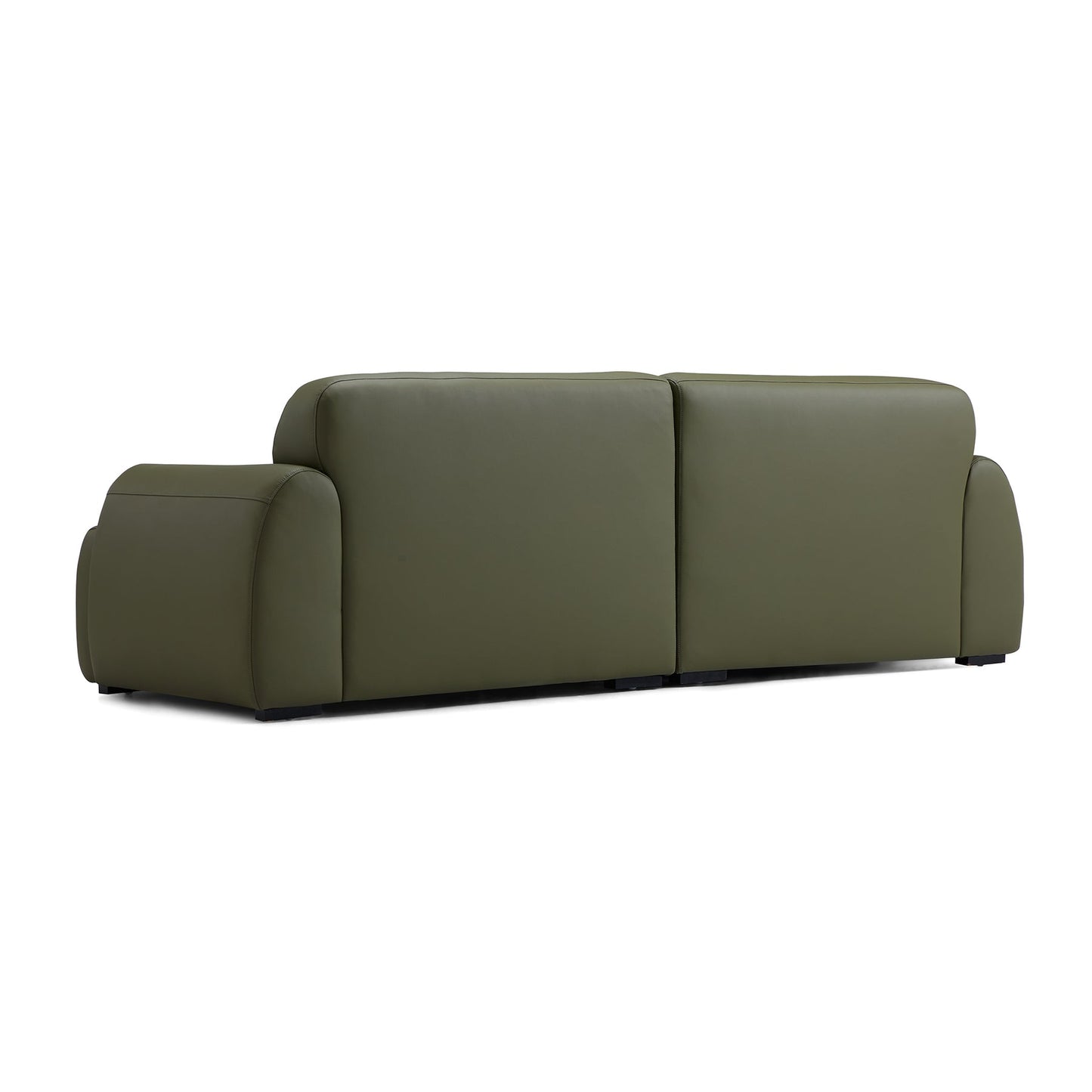 Middle back sponge filled sofa genuine leather cover modular 4 seater sofa olive