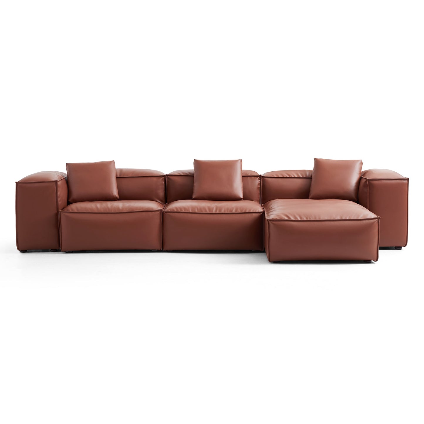 Brown Genuine Leather L Shape Sectional Sofa