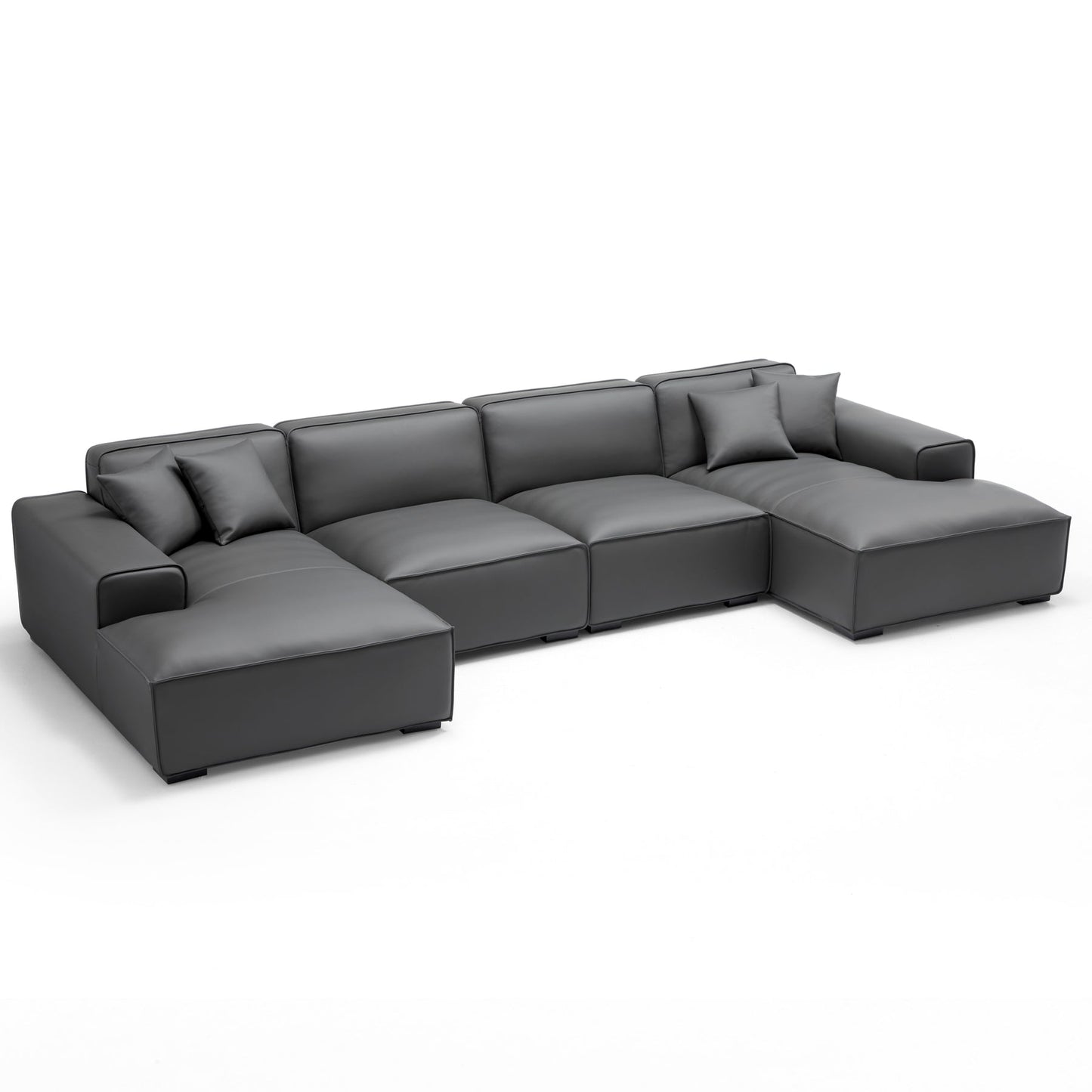 Comfortable down filled genuine leather cover u shape sofa