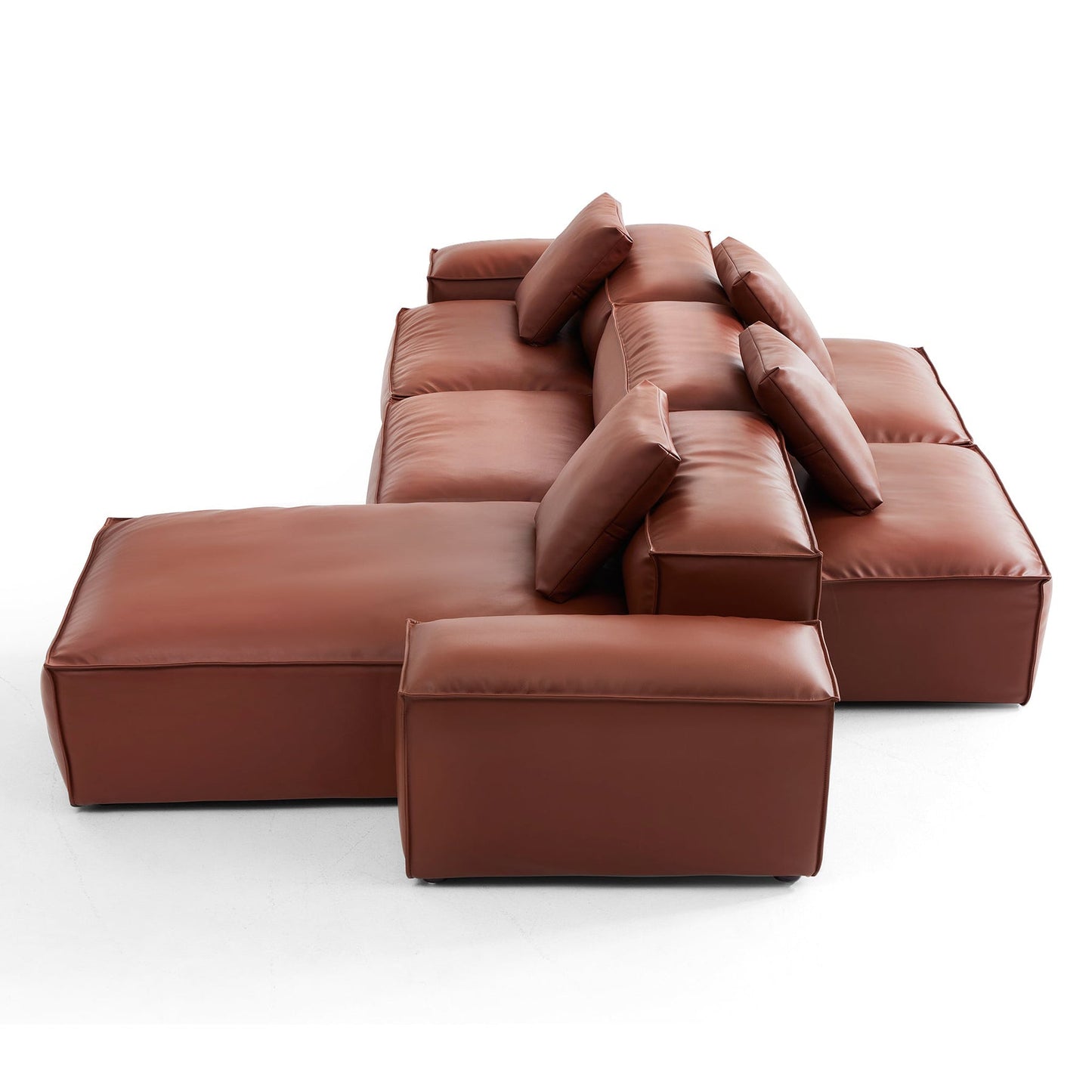 Italian Style Modular Chaise Lounge Double Side Leather Sofa