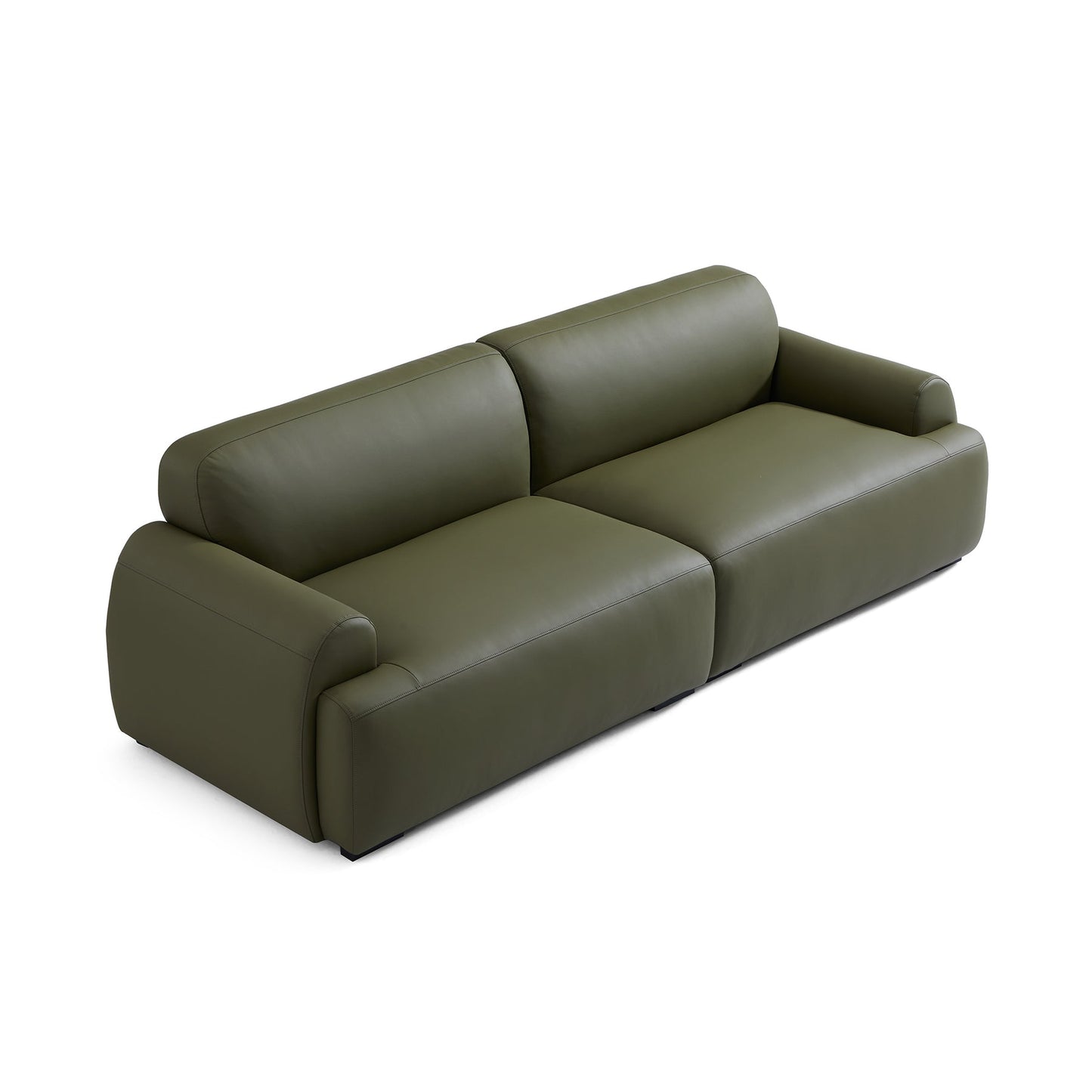 Middle back sponge filled sofa genuine leather cover modular 4 seater sofa olive