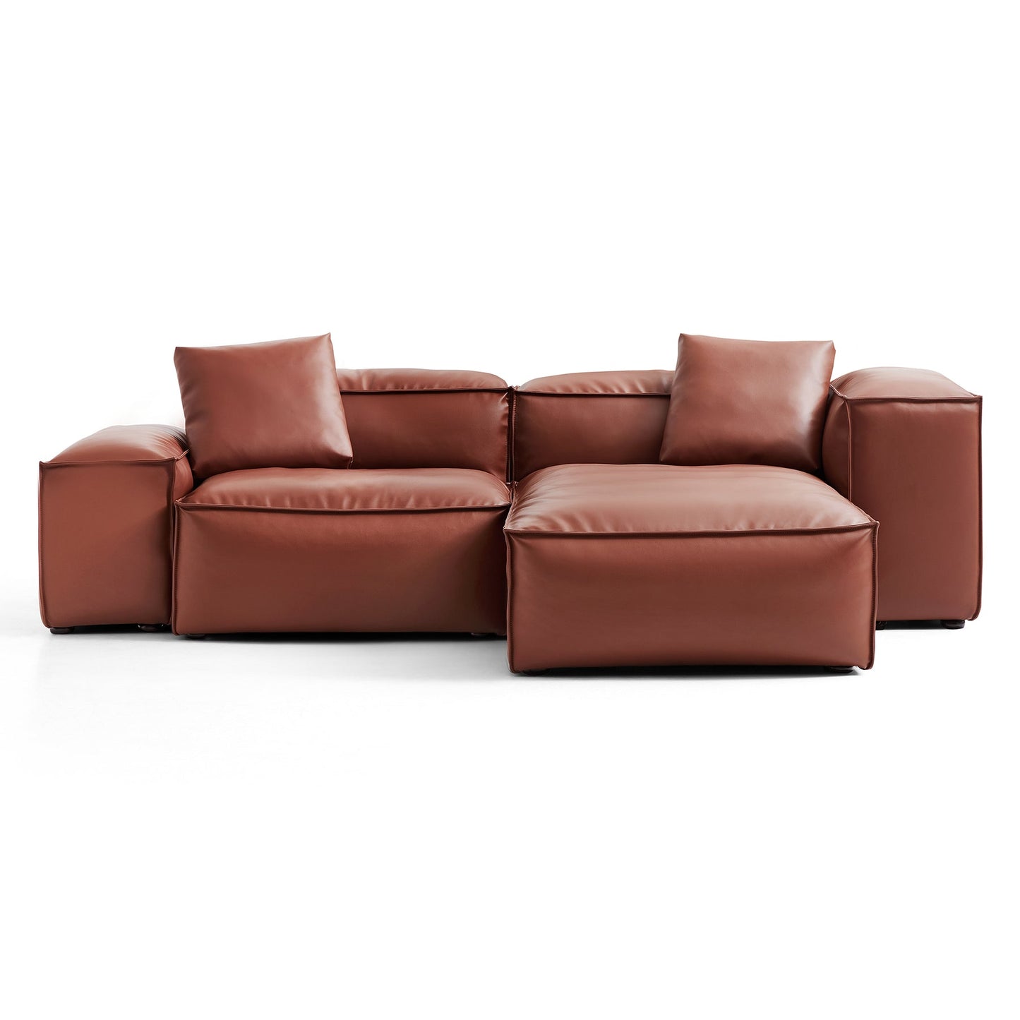 Brown Genuine Leather L Shape Sectional Sofa