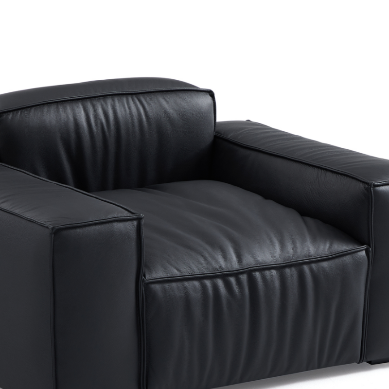 Black leather single sofa leisure chair for living room