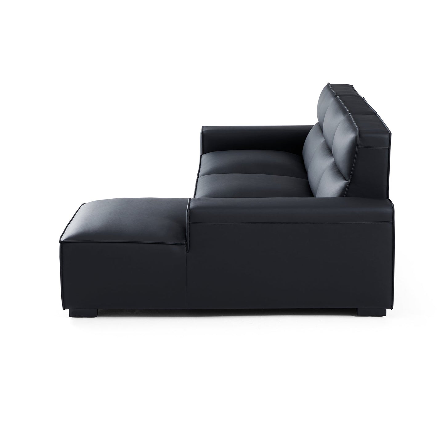 Living room deep seat high back leather sectional sofa with chaise